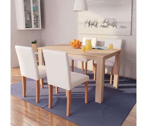 Sillas mesa de comedor 5 pzas roble cuero artificial color crema