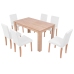 Juego de comedor de roble+cuero artificial 7 piezas color crema