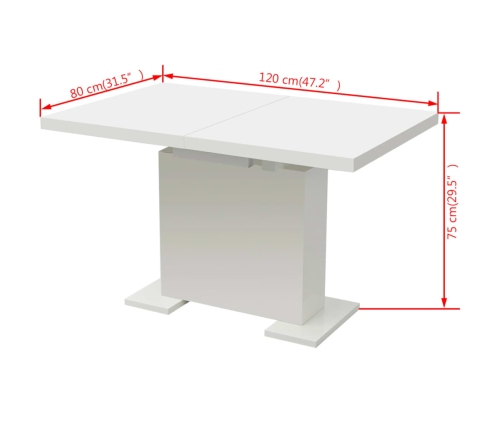 vidaXL Mesa de comedor extensible negra con brillo