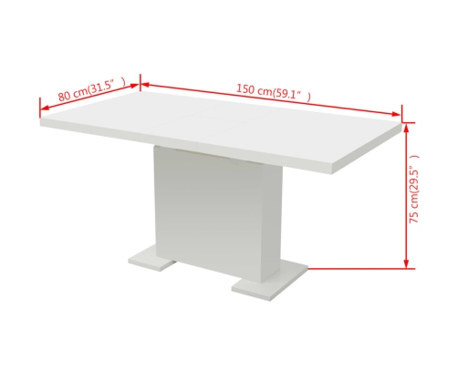 vidaXL Mesa de comedor extensible negra con brillo