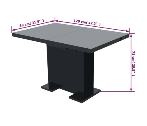 Mesa de comedor extensible negra con brillo