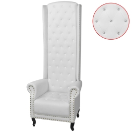 Sillón de respaldo alto cuero sintético blanco