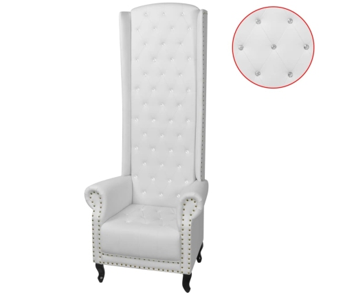 Sillón de respaldo alto cuero sintético blanco