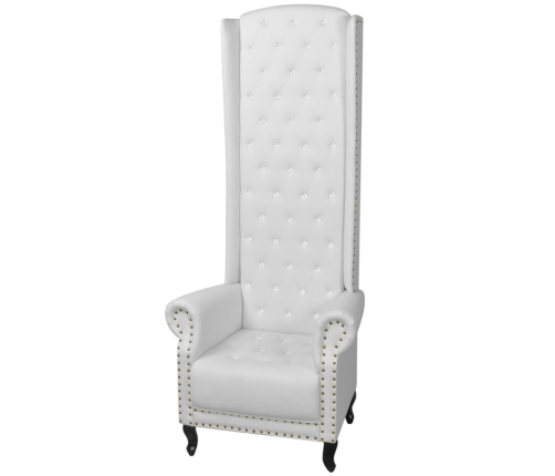 Sillón de respaldo alto cuero sintético blanco