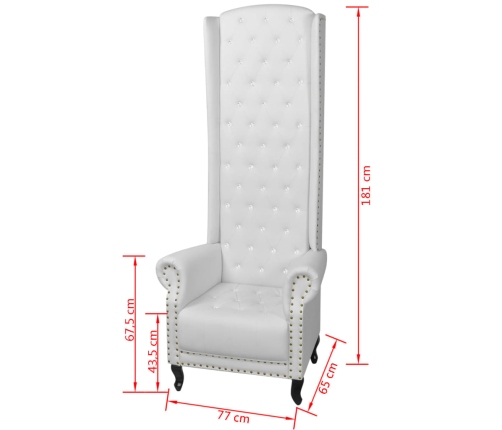 Sillón de respaldo alto cuero sintético blanco