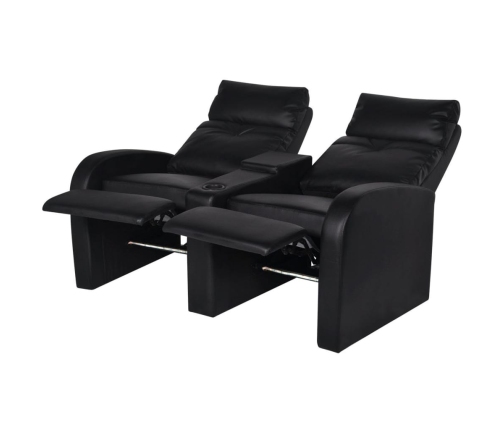 vidaXL Sillón de 2 plazas con LED cuero sintético negro