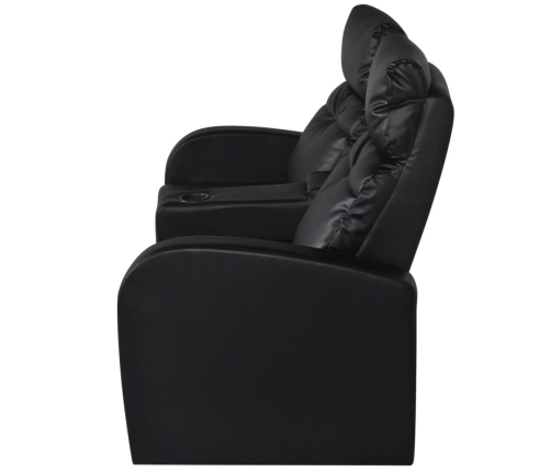 Sillón de 2 plazas con LED cuero sintético negro