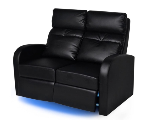 Sillón de 2 plazas con LED cuero sintético negro