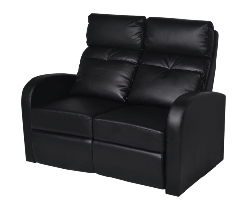Sillón de 2 plazas con LED cuero sintético negro