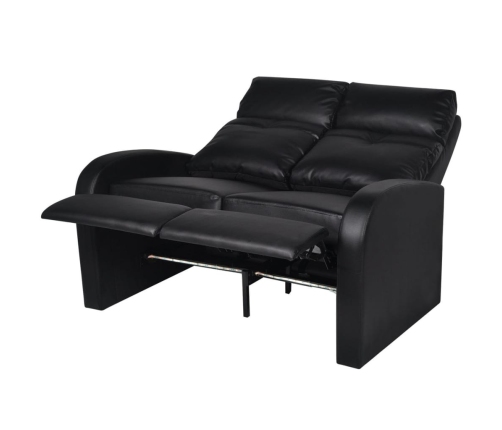 Sillón de 2 plazas con LED cuero sintético negro