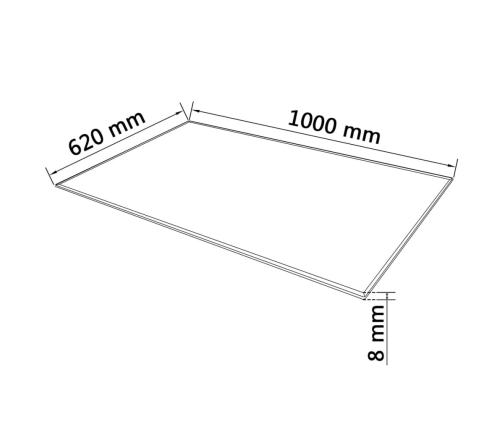 Tablero de mesa de cristal templado cuadrado 1000x620 mm