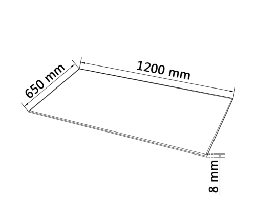 Tablero de mesa de cristal templado cuadrado 1200x650 mm