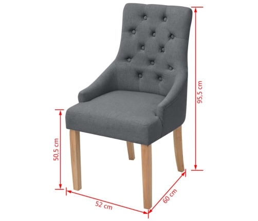 Sillas de comedor 2 unidades tela gris oscuro