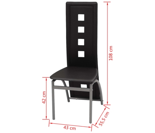 Sillas de comedor 4 unidades cuero sintético negro