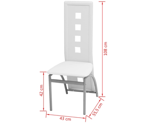 Sillas de comedor 2 unidades cuero sintético blanco