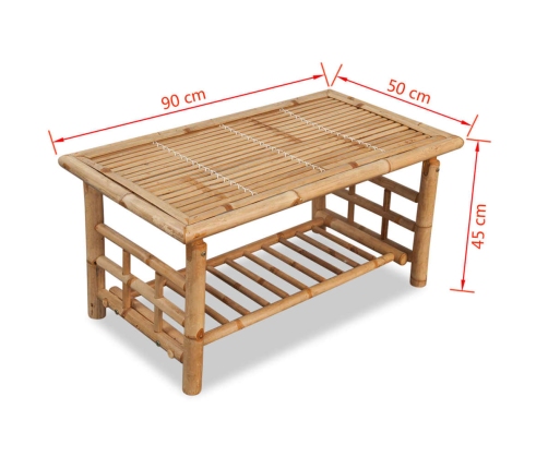 Mesa de centro de bambú 90x50x45 cm