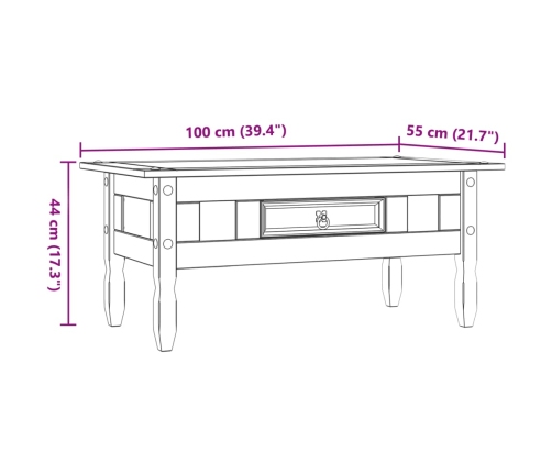 Mesa de centro Corona Range pino mexicano 100x55x44 cm