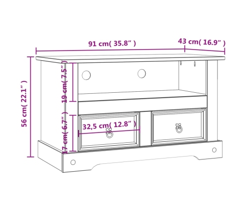 Mueble para TV Corona Range de pino mexicano 91x43x56 cm