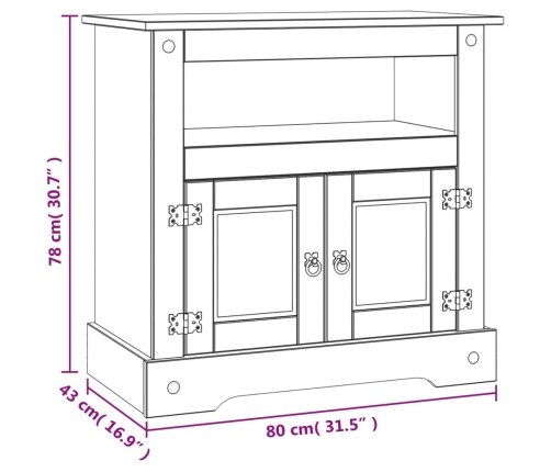 Mueble para TV Corona Range de pino mexicano 80x43x78 cm