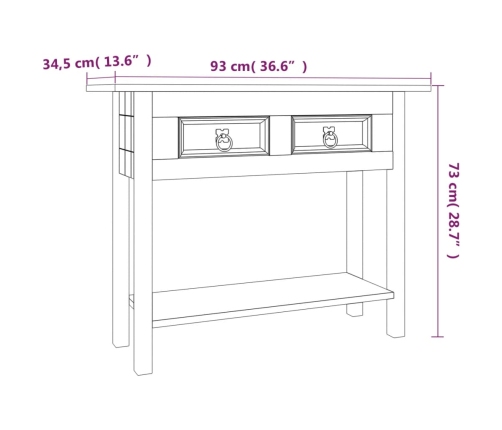 Mesa consola Corona Range de pino mexicano 93x34,5x73 cm