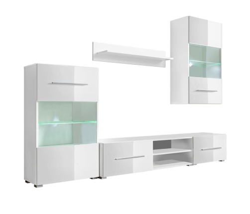 Juego de muebles de salón 5 piezas con iluminación LED blanco