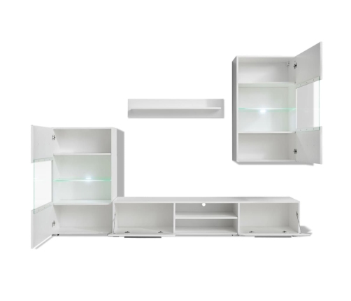 Juego de muebles de salón 5 piezas con iluminación LED blanco