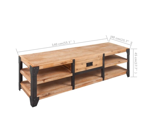 Mueble para TV madera maciza de acacia 140x40x45 cm