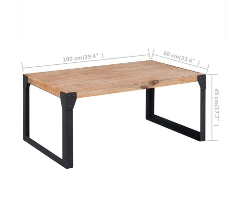 Mesa de centro de madera maciza de acacia 100x60x45 cm