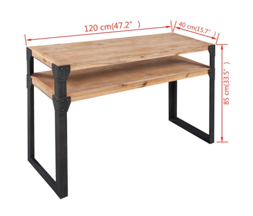 Mesa consola de madera maciza reciclada 120x40x85 cm