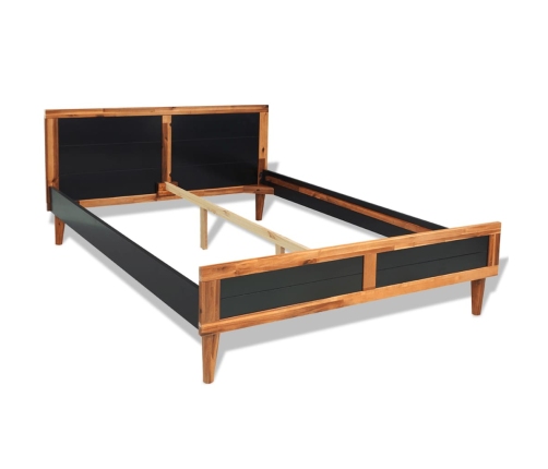 Estructura de cama madera acacia maciza negra 180x200 cm