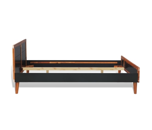 Estructura de cama madera acacia maciza negra 180x200 cm