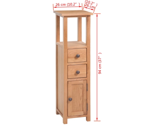 Mueble de esquina de madera de roble maciza 26x26x94 cm