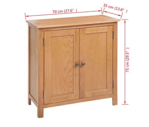 Aparador de madera maciza de roble 70x35x75 cm