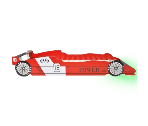 Cama infantil con forma de coche carreras y LED  90x200 cm roja