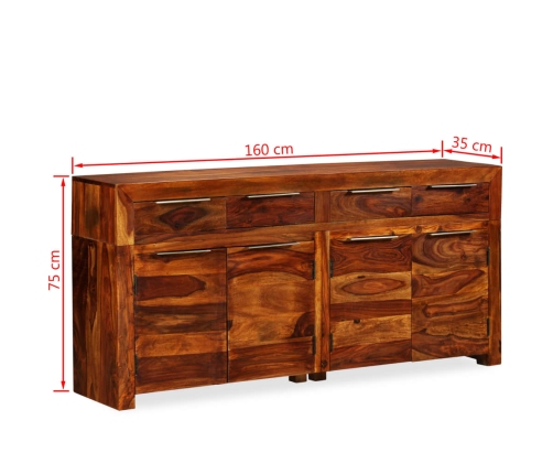 Aparador de madera maciza de sheesham 160x35x75 cm