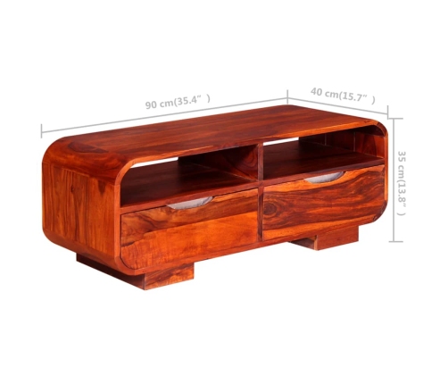 Mesa de centro de madera maciza de sheesham 90x40x35 cm