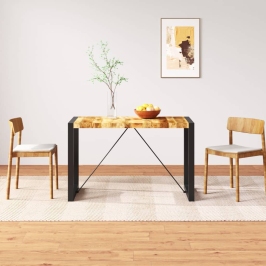 Mesa de comedor de madera maciza de mango rugosa 120 cm