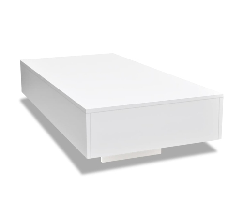 vidaXL Mesa de centro rectangular de fibra de vidrio blanco brillante