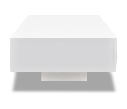 vidaXL Mesa de centro rectangular de fibra de vidrio blanco brillante