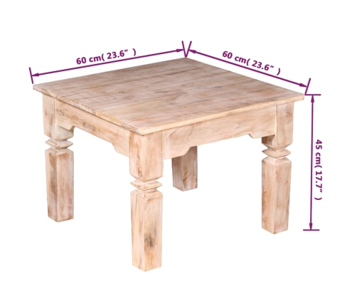 Mesa de centro de madera de acacia 60x60x45 cm