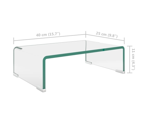 vidaXL Soporte para TV/Elevador monitor cristal claro 40x25x11 cm