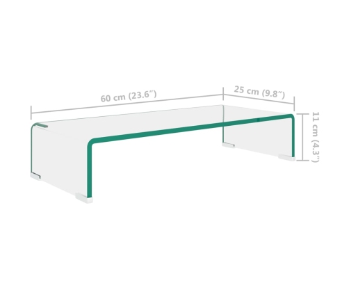 vidaXL Soporte para TV/Elevador monitor cristal claro 60x25x11 cm