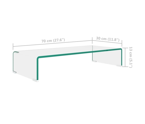 Soporte para TV/Elevador monitor cristal claro 70x30x13 cm