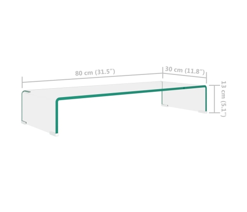 Soporte para TV/Elevador monitor cristal claro 80x30x13 cm