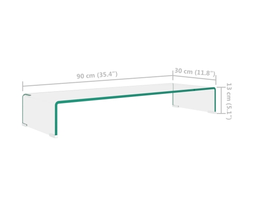 Soporte para TV/Elevador monitor cristal claro 90x30x13 cm