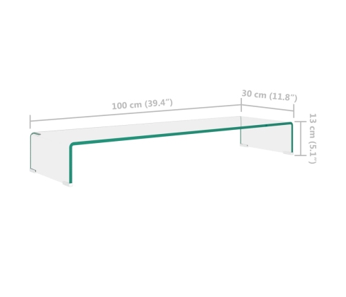 Soporte para TV/Elevador monitor cristal claro 100x30x13 cm