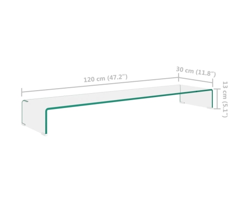 Soporte para TV/Elevador monitor cristal claro 120x30x13 cm