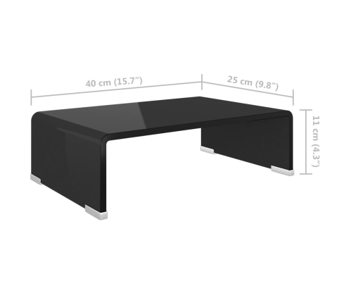 Soporte para TV/Elevador monitor cristal negro 40x25x11 cm