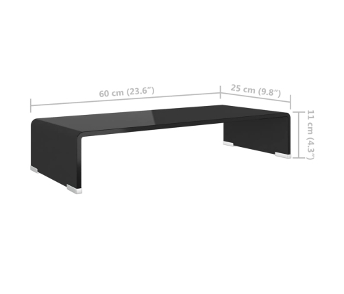 Soporte para TV/Elevador monitor cristal negro 60x25x11 cm