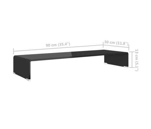 Soporte para TV/Elevador monitor cristal negro 90x30x13 cm